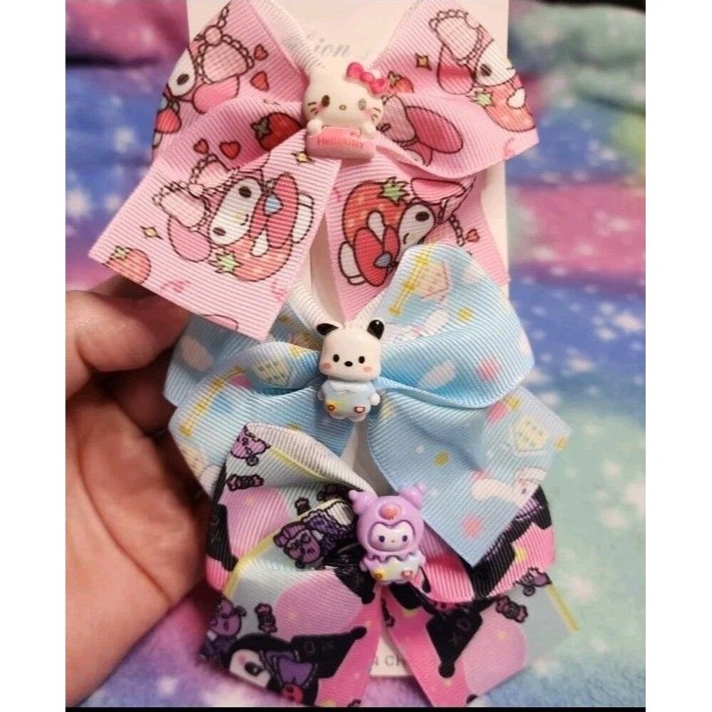 Girl 3 Pc Hair Bow Clips Sanrio Hello Kitty Friends Character Toddler Kid Kawaii